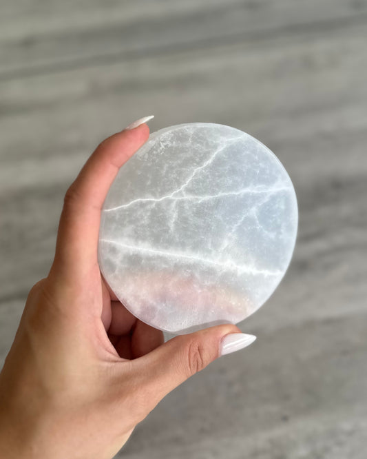 LARGE SELENITE CHARGING PLATE ROUND