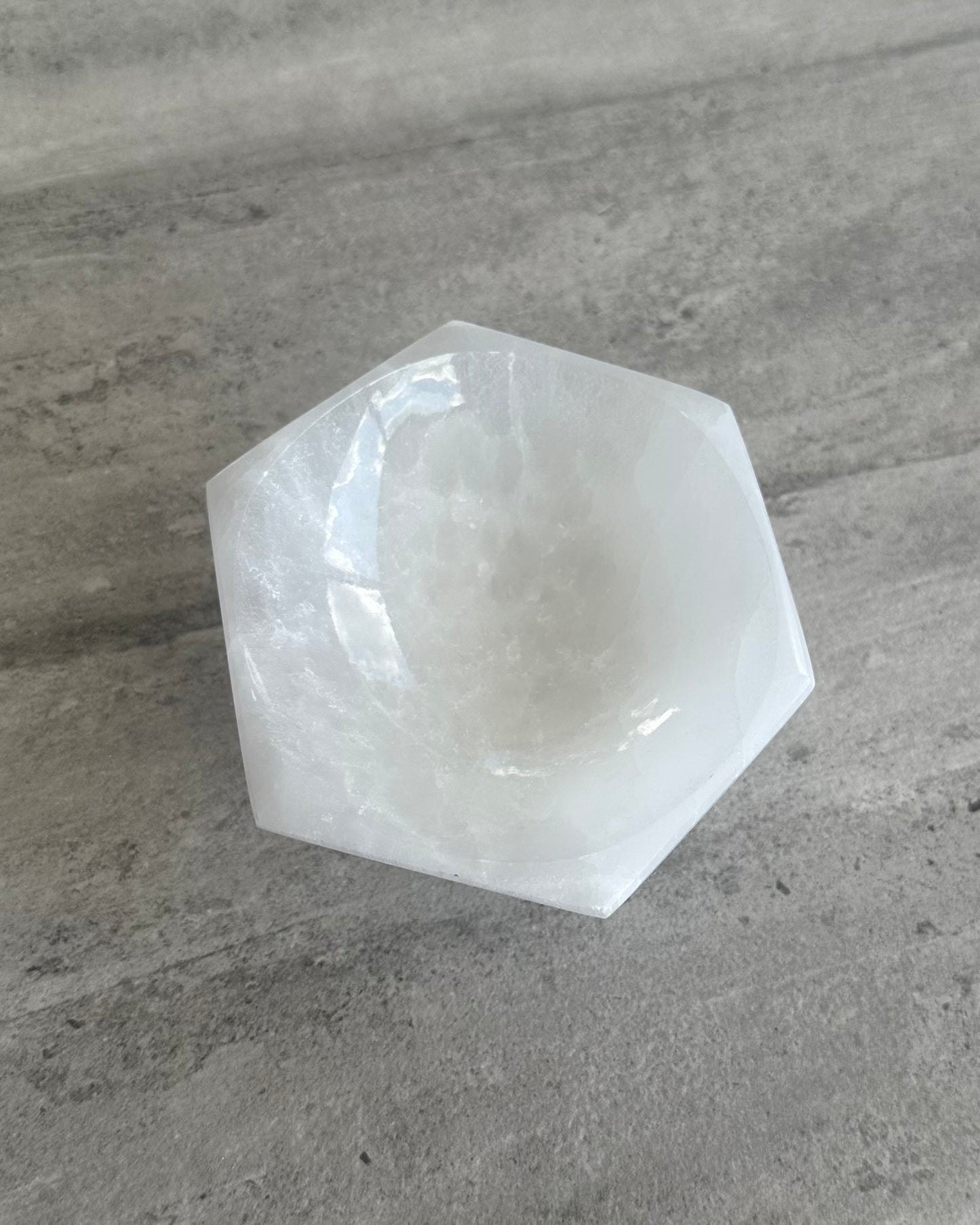 LARGE SELENITE CHARGING HEXAGON BOWL