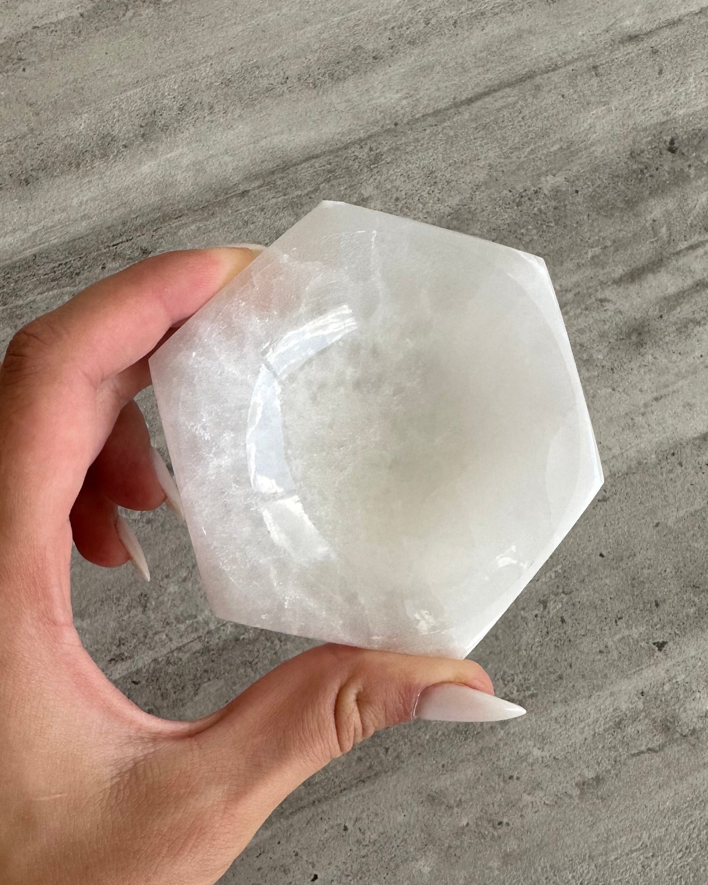 LARGE SELENITE CHARGING HEXAGON BOWL