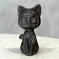 BLACK OBSIDIAN SILVER SHEEN CAT CARVING