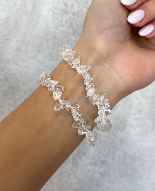 CLEAR QUARTZ CHIPS BRACELET