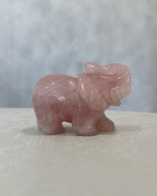 ROSE QUARTZ ELEPHANT CARVING 01