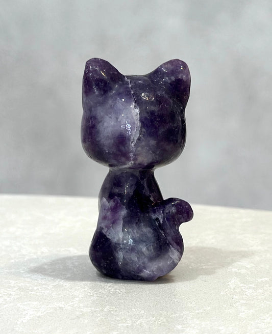 FLUORITE CAT CARVING