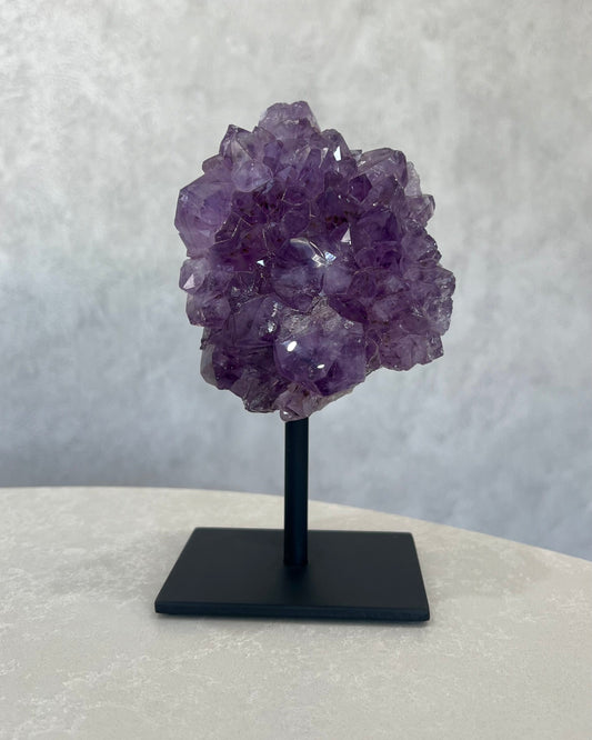 AMETHYST CLUSTER ON STAND 01